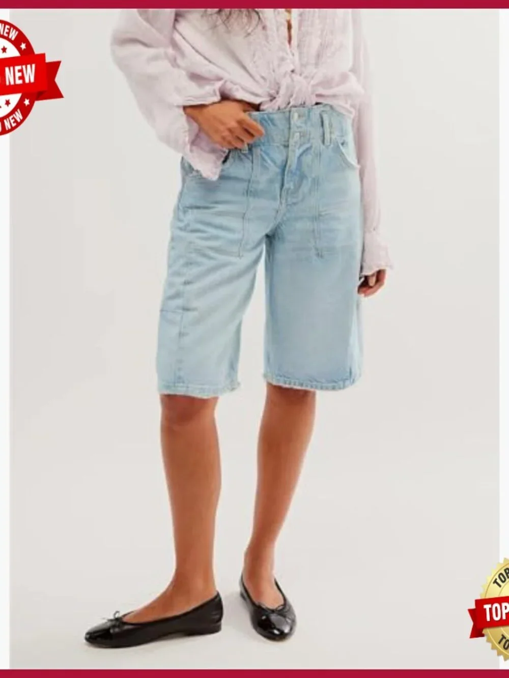 Denim Long Shorts Baggy Bermuda Low Waist Summer Barrel Jean Pant Blue